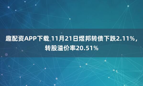 趣配资APP下载 11月21日煜邦转债下跌2.11%，转股溢价率20.51%